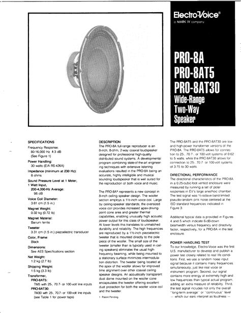 Electro-Voice PRO-8AT5 Manual pdf manual
